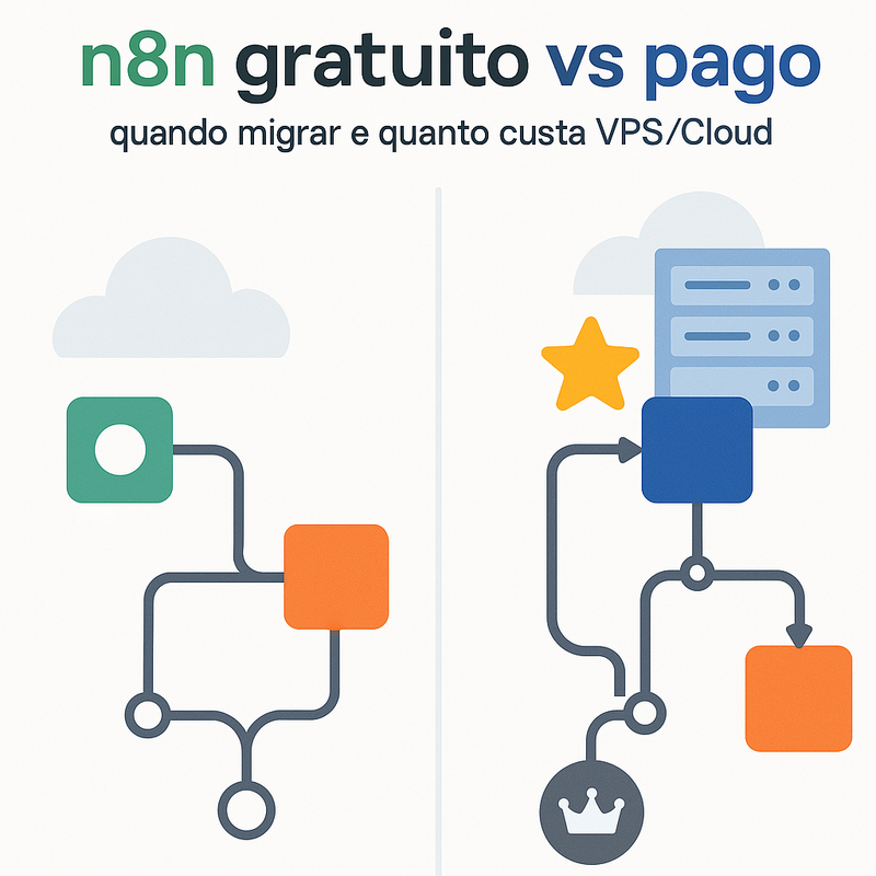 n8n gratuito vs pago: quando migrar e quanto custa VPS/Cloud