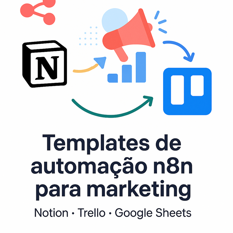 Templates de automação n8n para marketing com Notion, Trello e Google Sheets