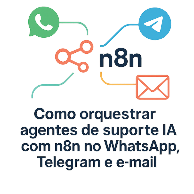 Como orquestrar agentes de suporte IA com n8n no WhatsApp, Telegram e e-mail