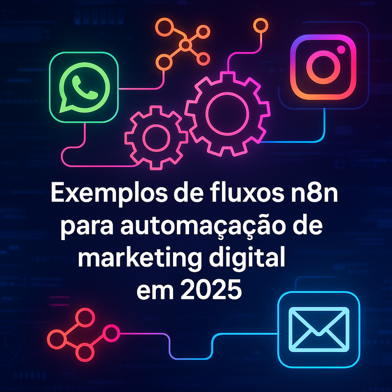 Exemplos de fluxos n8n para automação de marketing digital com WhatsApp, Instagram e e-mail em 2025